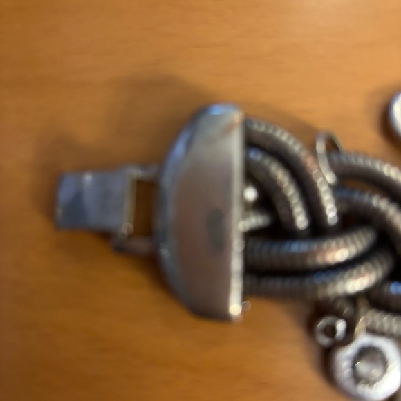 Vintage Silver Braided Charm Bracelet with Floral Accents - Picture 3 of 4